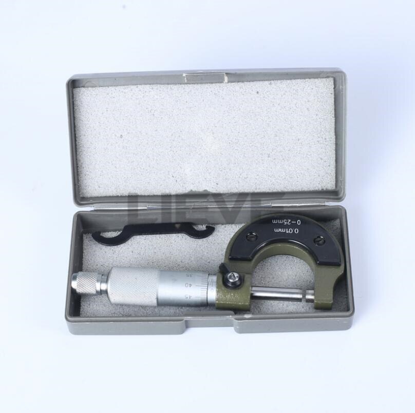 Micrómetro de alta precisión, 0-25mm, 0,01mm de diámetro exterior, herramienta de calibre con Mini llave