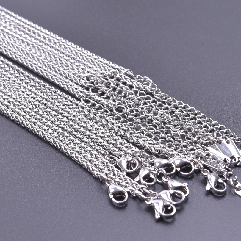 10pcs/Lot Stainless Steel 45cm Adjustable Chain Necklace For Women Men Chains DIY Components 1.2/1.5/1.6/2/2.2/2.5/3mm: Light Yellow Color