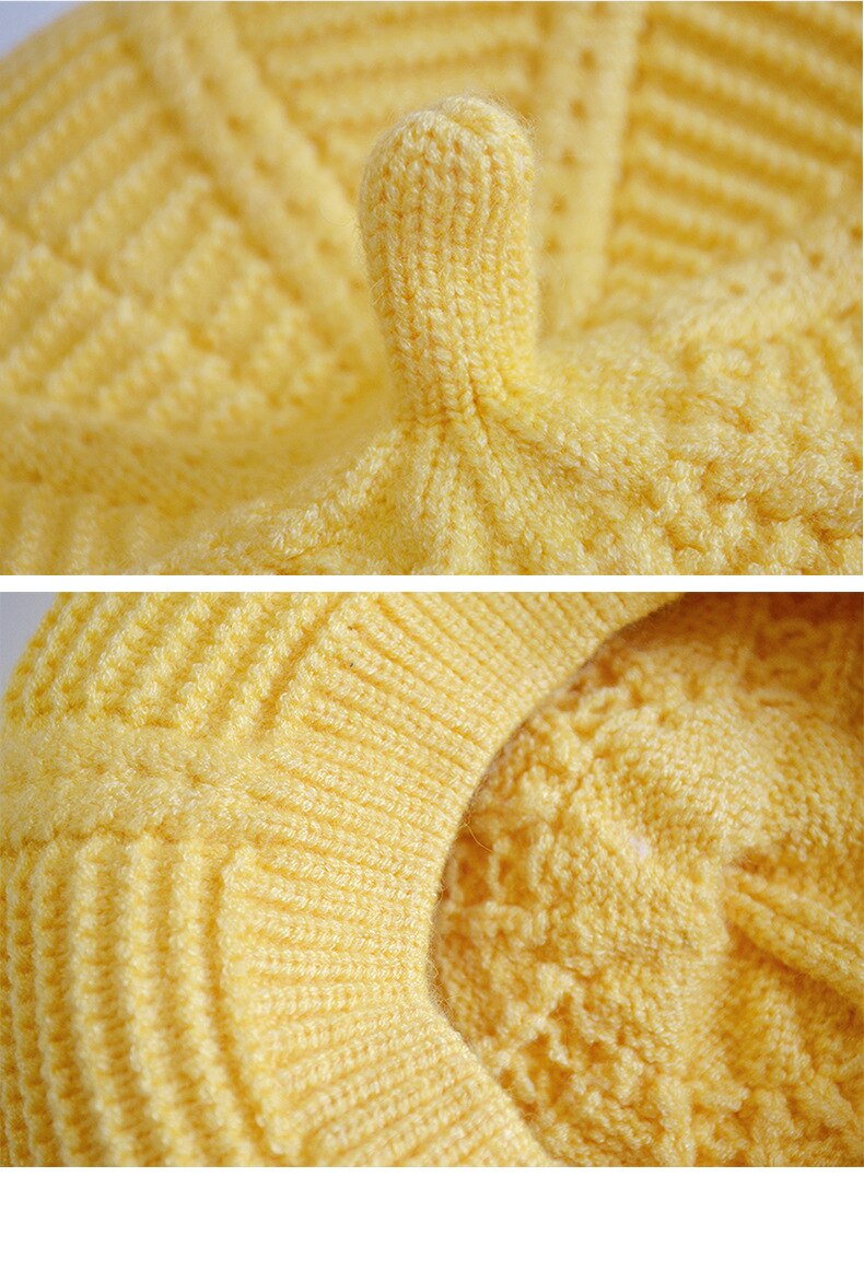 Bonnet rond tricoté pour femme, bonnet élastique décontracté, chaud, unisexe, pour l'automne et l'hiver