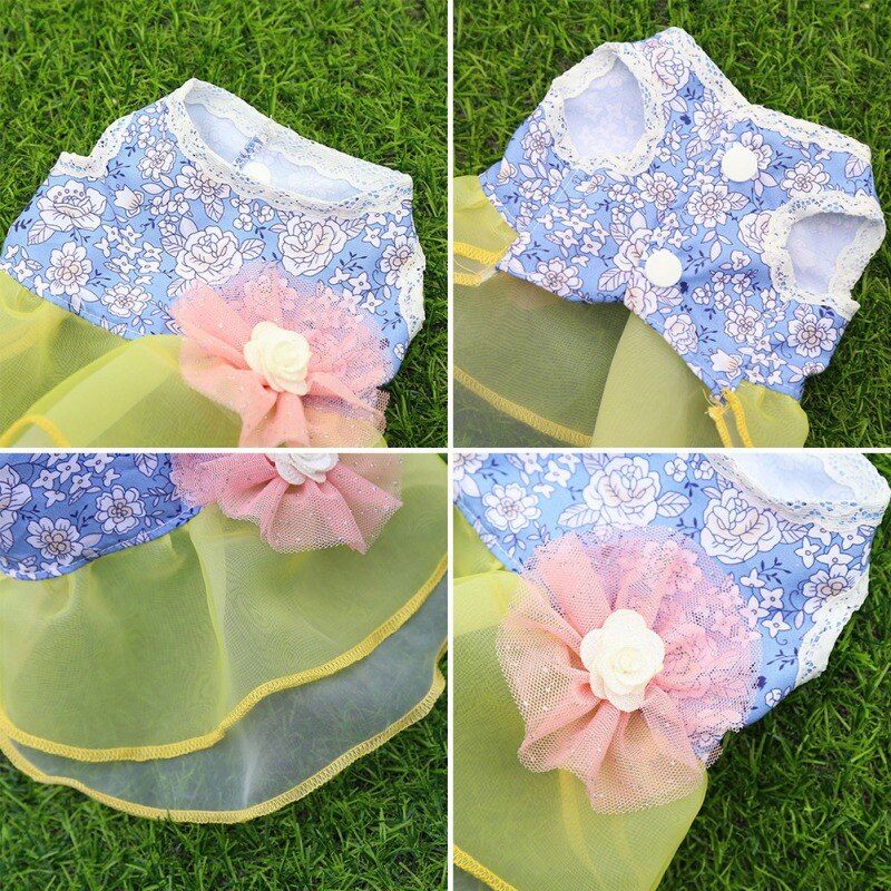 Falda Floral de verano para perro, ropa para perro pequeño, de cumpleaños, vestido de boda, disfraz de cachorro, ropa para mascota de primavera