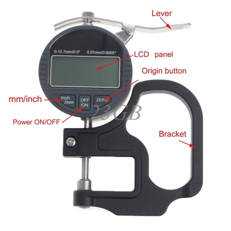 0.01mm Electronic Micrometer Digital Thickness Meter Gauge Depth Tester D01