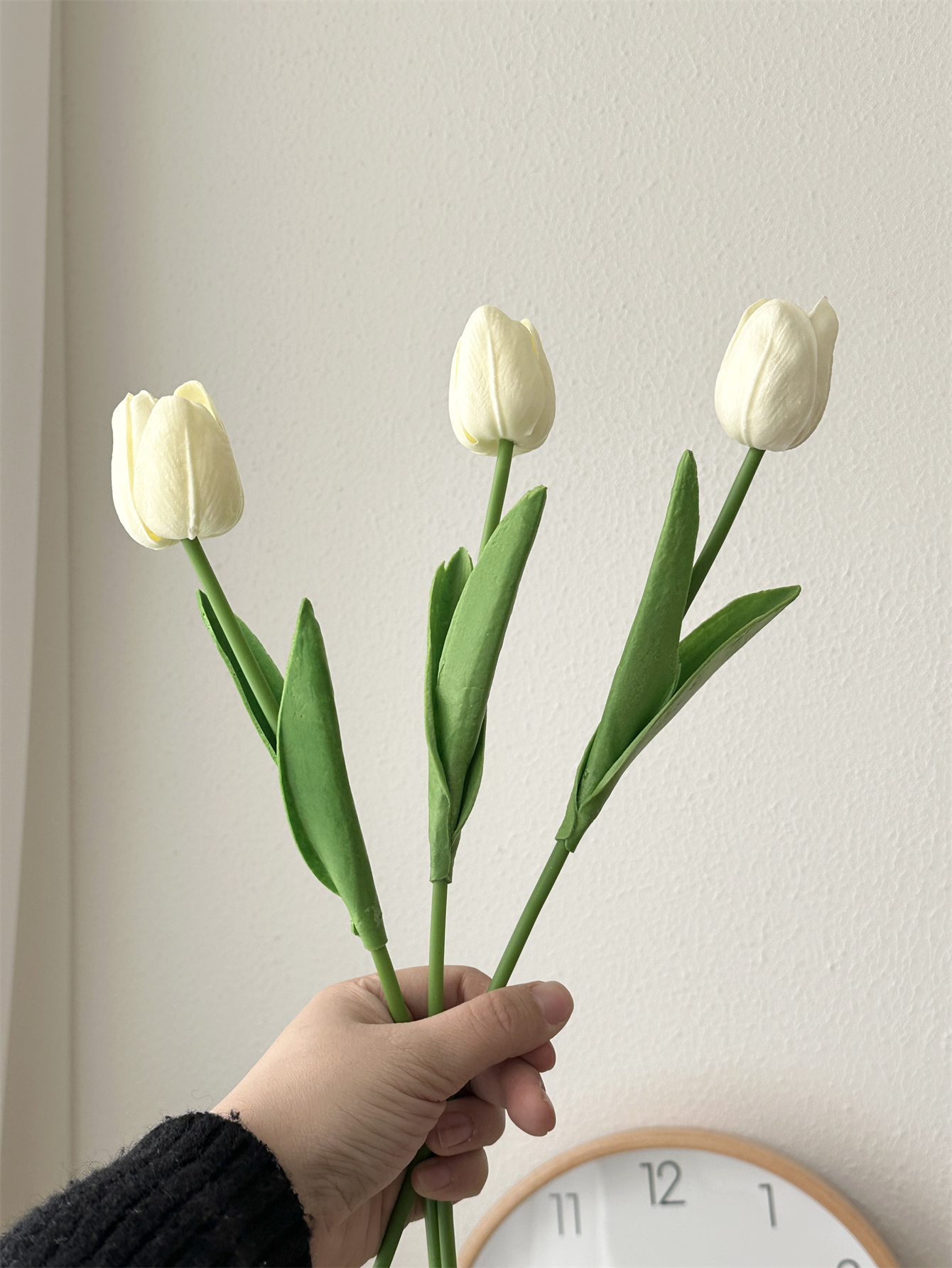 Tulip imitation flower home decoration decoration floral art bedroom decoration immortal bouquet: Milky White