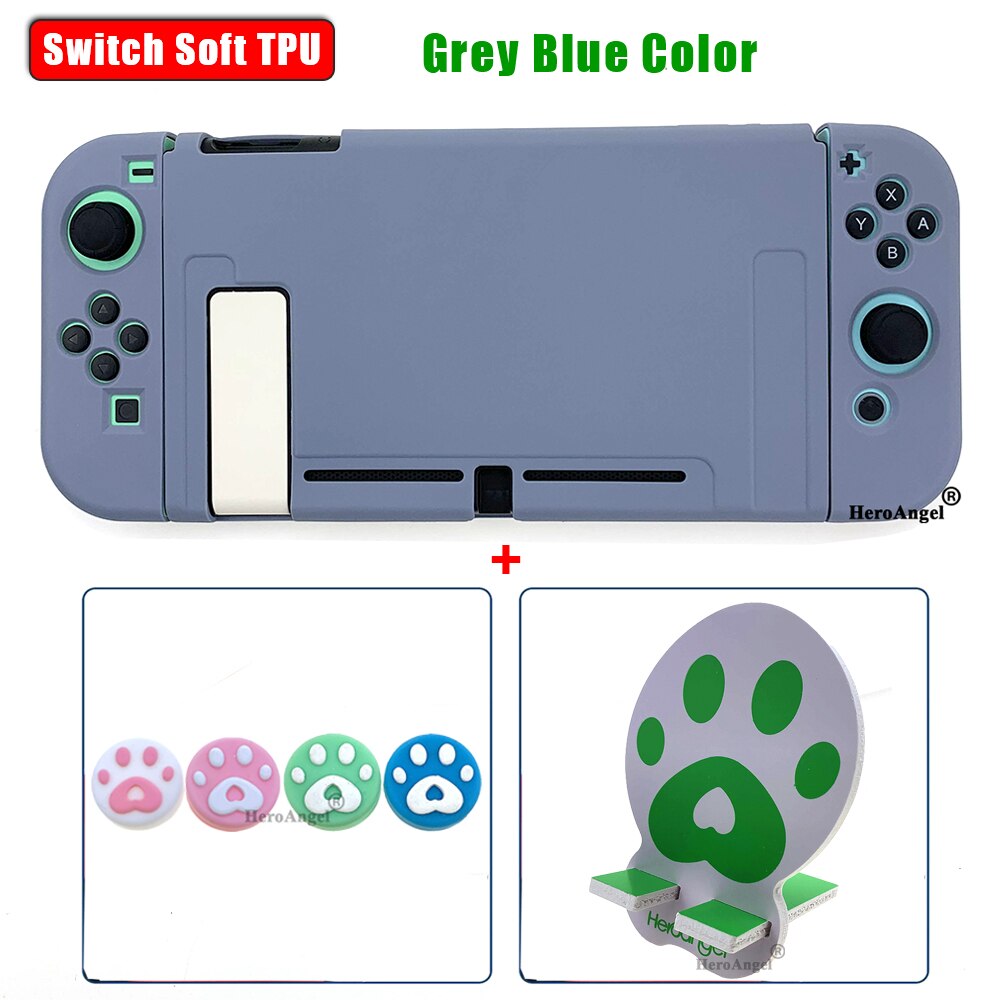 Leuke Pure Tpu Soft Cover Voor Nintendo Switch Beschermende Split Cover Shell Anti-Val Game Console Case voor Ns Accessorie: Grey Blue 3in1
