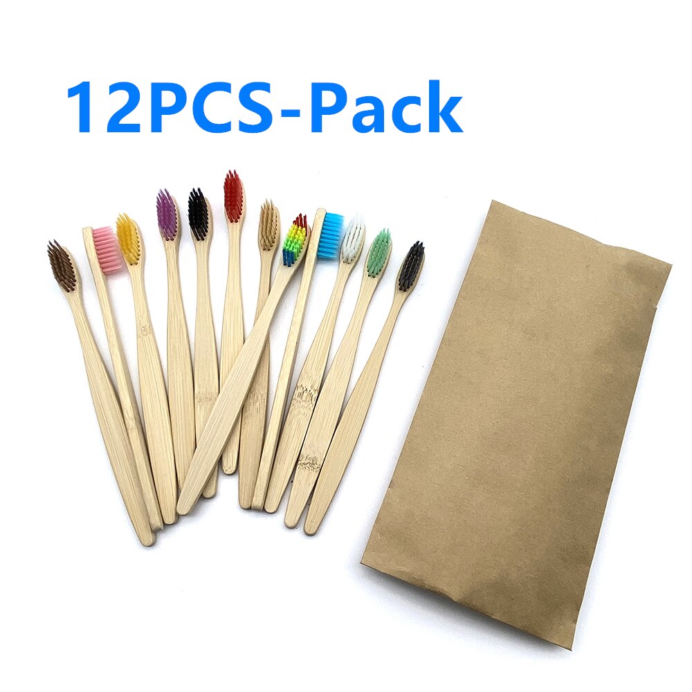 12 Pack Vegan Bamboo Toothbrush Wood Toothbrushes Soft Bristles Eco Friendly Products Zero Waste Biodegradable Travel Toothbrush