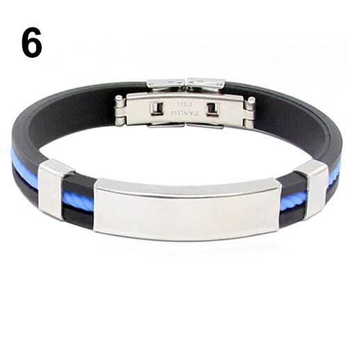 Mäns dam coola rostfritt stål armband armband spänne manschett armband: Ljusblå