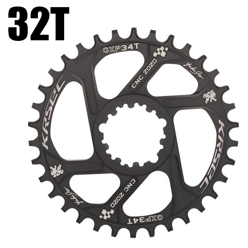 Krsec gxp chainring offset 6mm corrente anel t6 liga de alumínio roda para 8/9/10/11/12s corrente 32/34/36/38t mtb bicicleta acessórios: 32T  Black