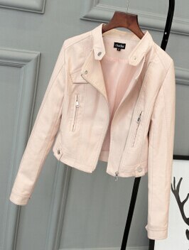 Lika S-XXL Neue Frühjahr Helle Farben Gute Damen Grundlegende Straße Frauen Kurze PU Leder Jacke FREIES Zubehör: Rosa / XXL