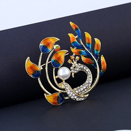 (Inklaring Verwerking) Elegante Dier Insect Broches Pins Bee Mier Flamingo Pauw Mannen Vrouwen Broche Voor Party: 6 coffee