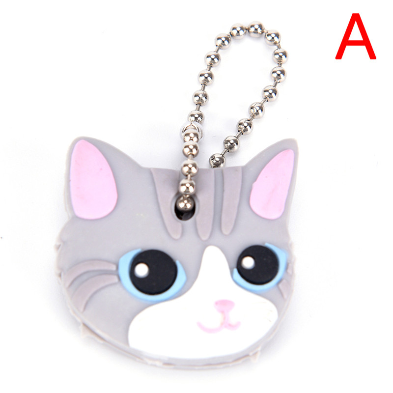 1 Pc Silicone porte-clés capuchon tête couverture porte-clés étui coquille chat Hamster Shih Tzu carlin chien animaux forme belle bijoux: A 1pcs