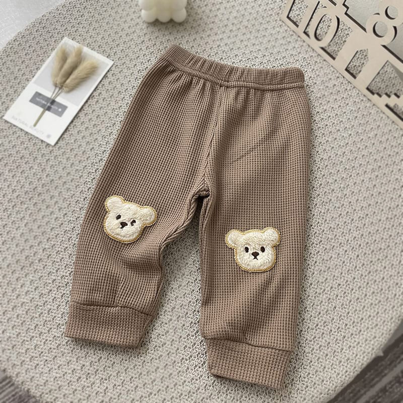 Cartoon Beer Borduurwerk Baby Broek Zachte Elastische Baby Peuter Broek Kleding Lente Leuke Katoenen Kinderen Meisje Jongen Bodems: Brown / 73