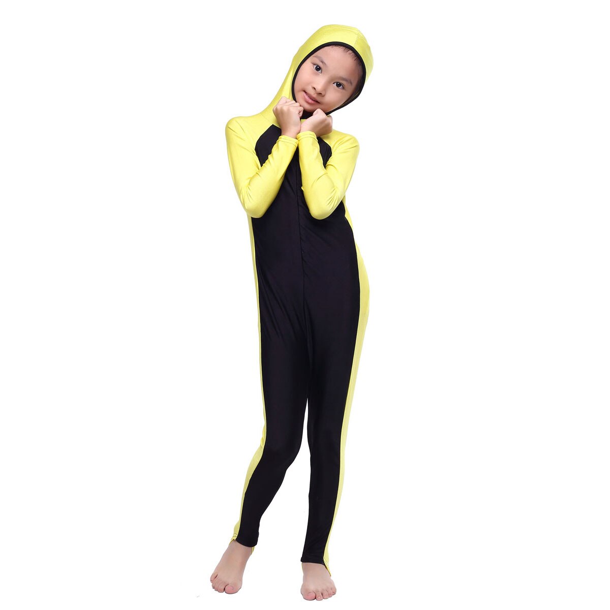 Muslim Swimwears Two-Piece Suits Striped Islamic Children Modest Swimsuits Girls Islam Sport Beach Wear Swimming Diving Burkinis