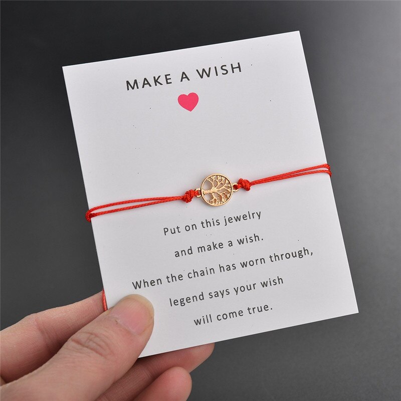 cmoonry Lucky Red Thread Adjustable Wish Bracelets For Women Men Kids Gold Life Tree Charm Bracelet Best For Birthday: 30193