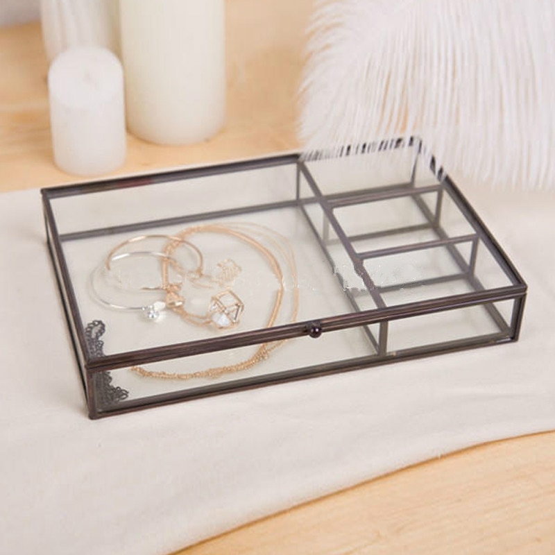 Nordisk stil retro glas smykker opbevaring æske smykker display box desktop opbevaring organisation boligindretning