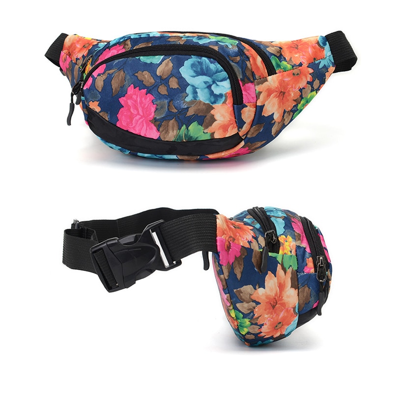 Women Waist Funny-Pack kidney Belt-Bag Running Cycling Outdoor Banana Flower bum bag Pouch sac banane saszetka na biodra