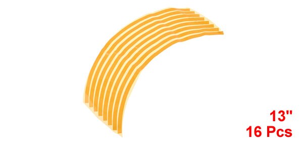 UXCELL-calcomanías para ruedas de vehículos de motocicleta, cinta de llanta, tira de pegatinas, color amarillo, 13 &quot;de longitud, 16 Uds.