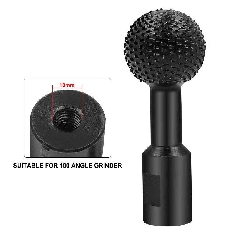 1Pcs Ball Gouge Spherical Spindles Shaped Wood Gouge 10/14MM Power Carving Attachment for Angle Grinder Wooden Carving Tool: black 10mm