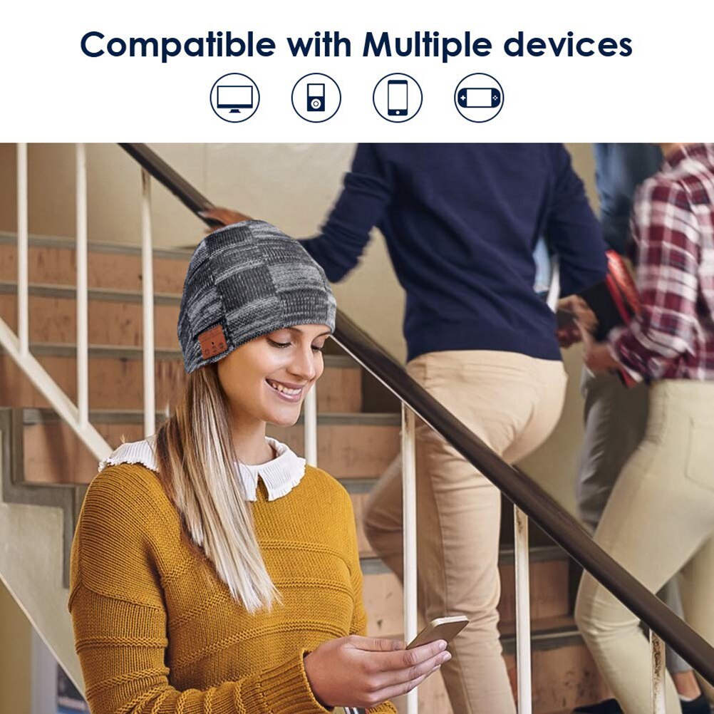 2021 inverno Bluetooth Beanie wireless ricaricabile USB led cuffie musicali in esecuzione cappello da sci per maglieria caldo all&#39;aperto cappello auricolare
