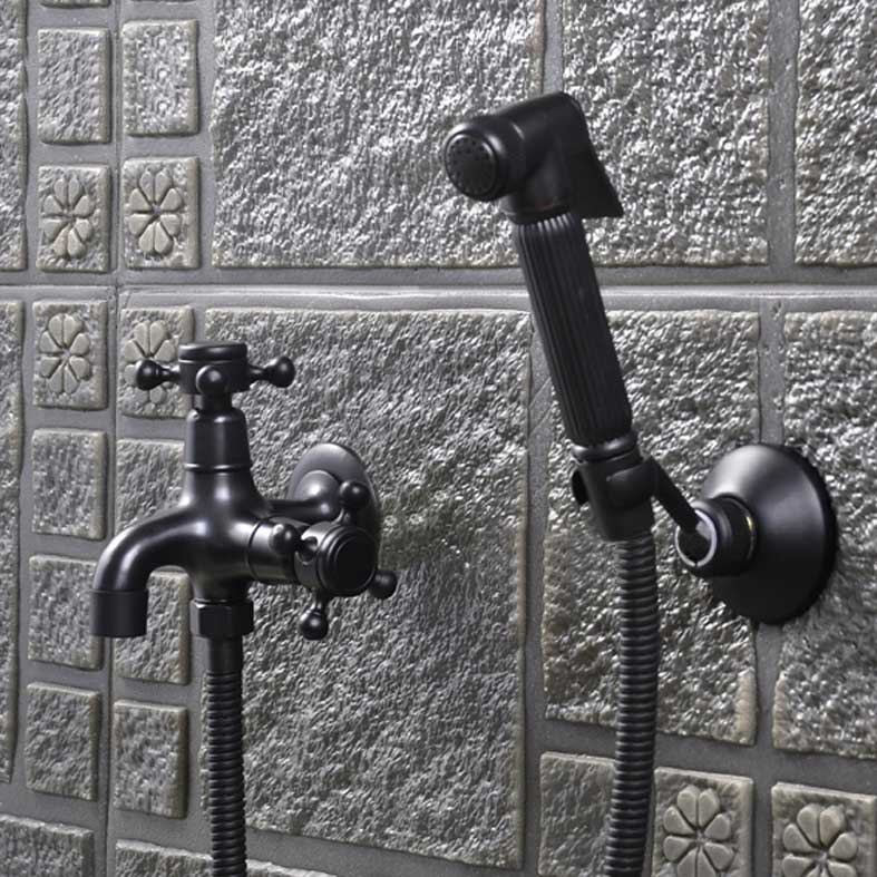 Bidé kranar vägg svart kall mässing vatten toalett hörnventil handhållen hygienisk duschmunstycke tvätt bil husdjur spruta airbrush kranar