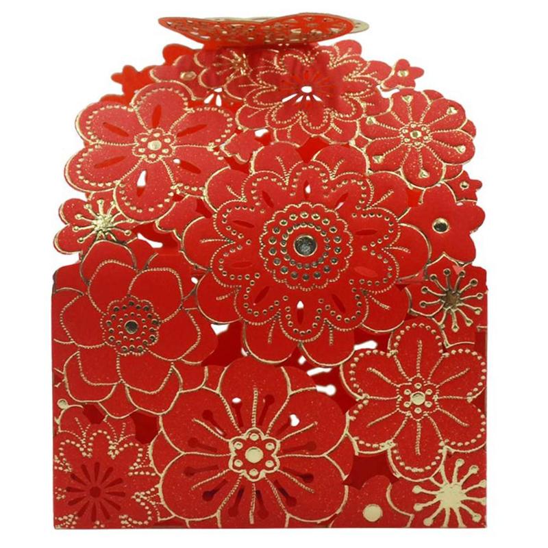 10 stuks papieren holle vlinder snoepdoosjes bruiloft bedankjes chocolade zakjes: Rood