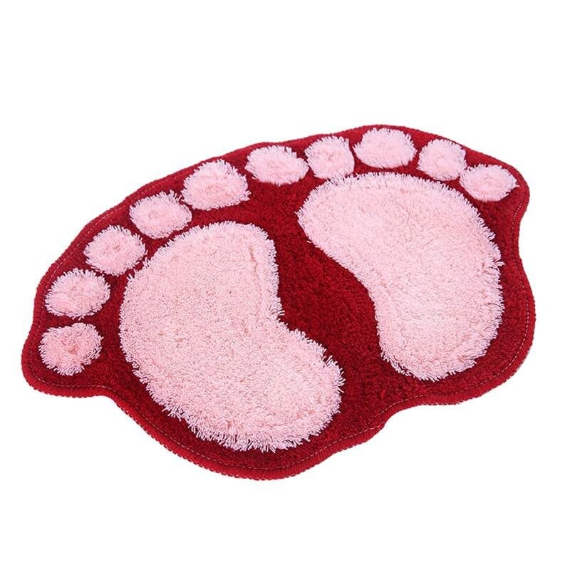 Esteiras de banho da cópia do pé, tapete antiderrapante do banheiro, esteira toalete tapete para baneiro, tapetes da almofada de banho do tapete do banheiro, mini esteiras do microfiber: Vermelho