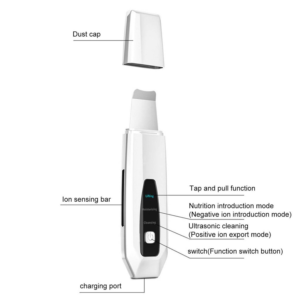 Ultrasonic Skin Scrubber Deep Face Cleaning Machine Peeling Shovel Facial Pore Cleaner Face Skin Scrubber Lift Machine