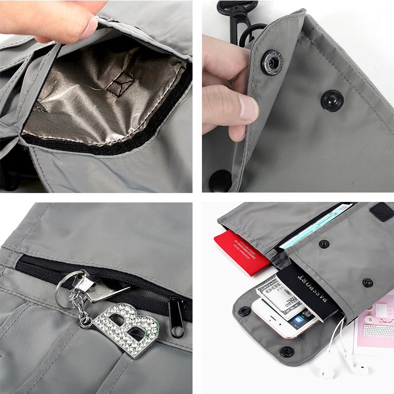 Travel document bag neck nylon crossbody bag waterproof pocket change mobile phone bag