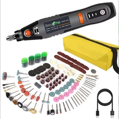 Herramienta rotativa inalámbrica USB de 35W Dremel DIY Mini taladro pluma de grabado eléctrico 3 velocidades Mini juego de taladro inalámbrico 8500r-21000r/min: Negro