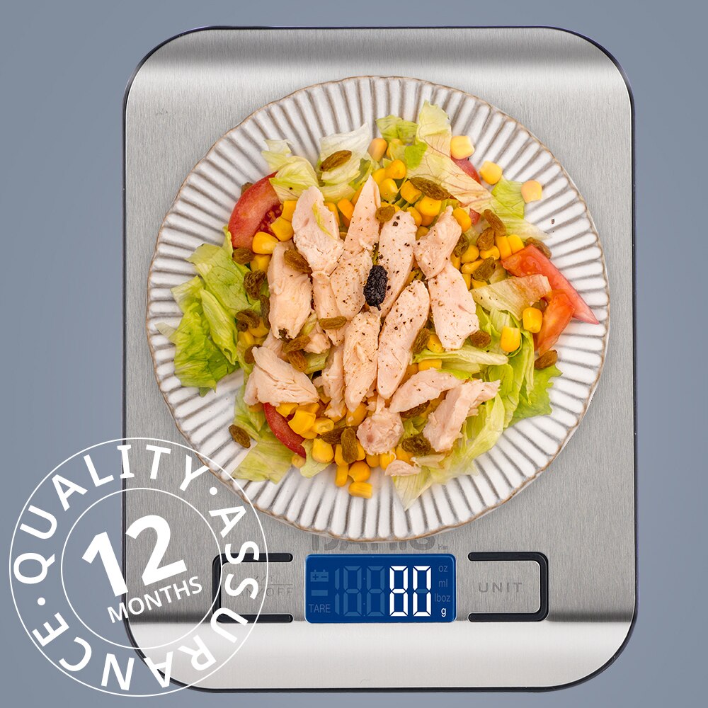 Digitaalinen keittiövaaka 10kg paino monitoimivaaka mittaa ruoanlaitto leivonta 1g/0.1oz tarkka asteikko ruostumaton teräs