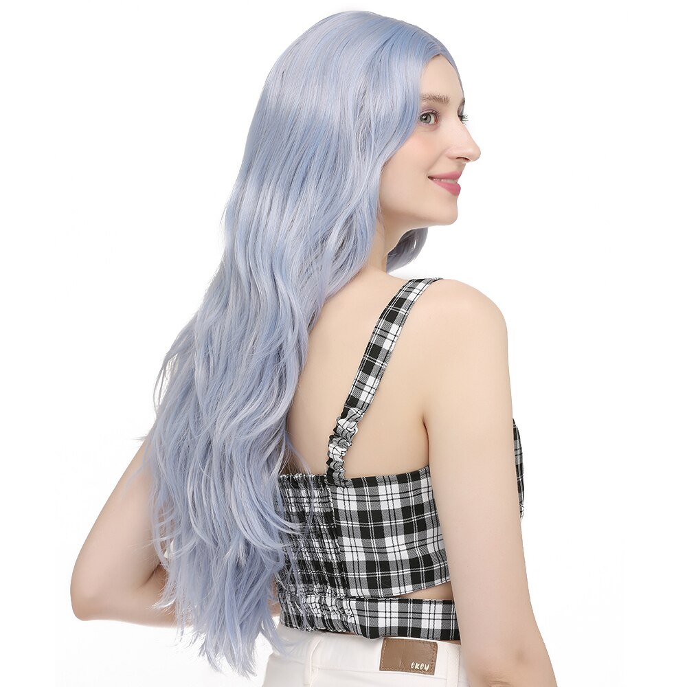 X-TRESS Lang Krullend Pruiken Voor Vrouwen Synthetische Blauw Gekleurde Haar 26Inch Lange Golf Pruik Hittebestendige Cosplay Pruik