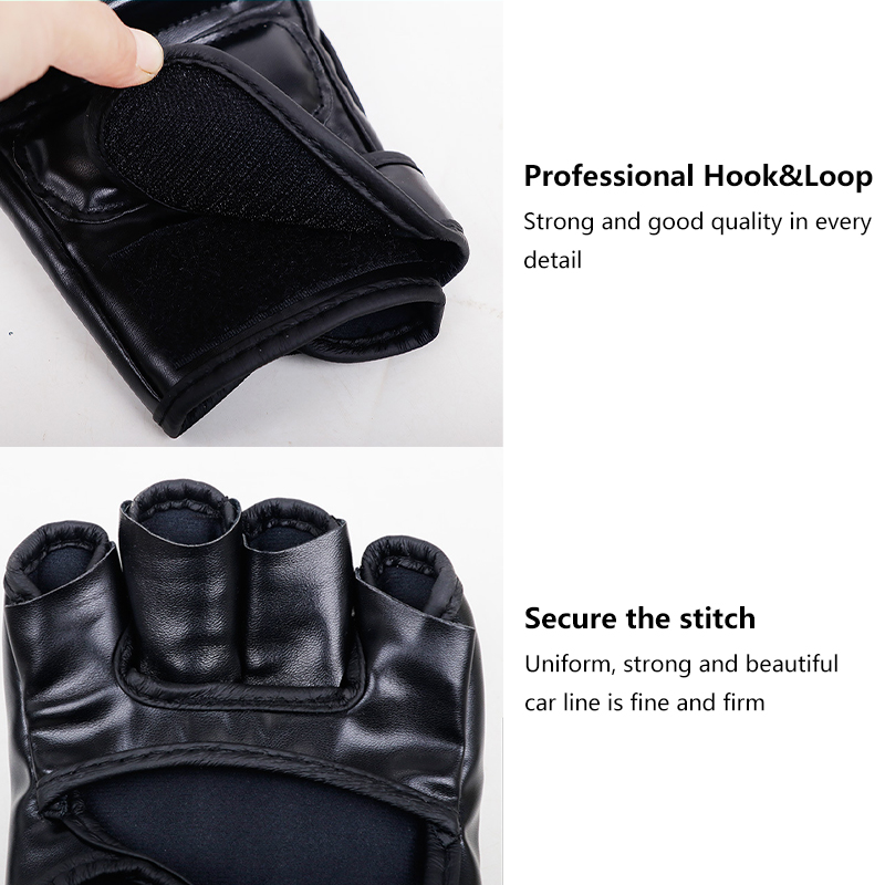 Guantes de entrenamiento de boxeo , cojín de cuero de medio dedo para adultos, Sanda, boxeo, UFC, bolsa de arena para entrenamiento, nudillos