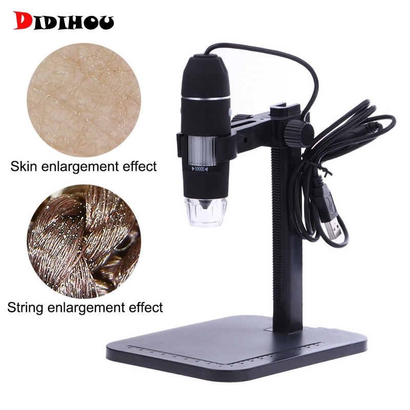 USB Digital Microscope 1000X 800X 8 LED Electronic 2MP Microscope Endoscope Zoom Camera Magnifier+ Lift Stand