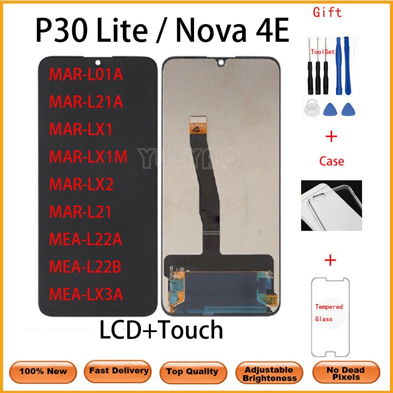 Oryginalny wyświetlacz LCD z ramką robić HUAWEI P30 Lite wyświetlacz LCD ekran Digitizer zgromadzenie dla HUAWEI P30 Lite ekran Nova 4e zniszczyć-LX1 LX2: NoFrame czarny