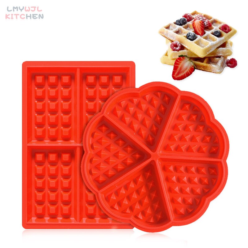 4 Grid Rectangular Waffle Mold Round 5 Grid Silicone Chocolate Block Cake Pan Mold DIY Waffle Making Tool Cake Baking Accessorie