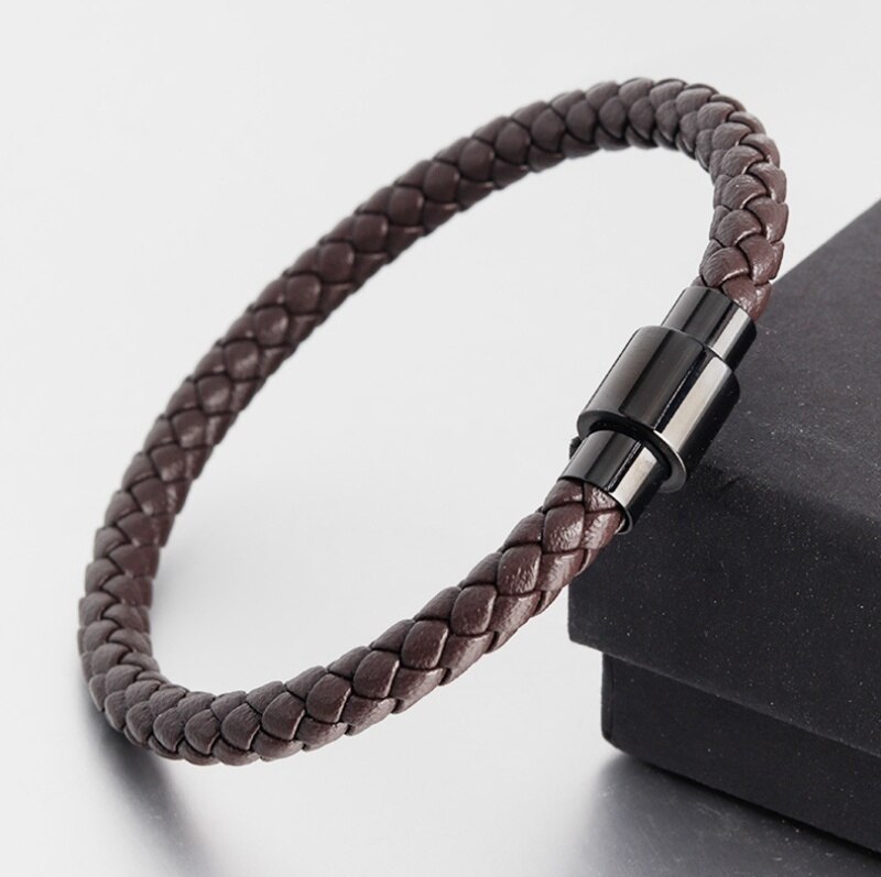 Men's Premium Leather Braided Bracelet Braided Rope Chain Thin Bracelet Men's Leather Jewelry First Choice: brown