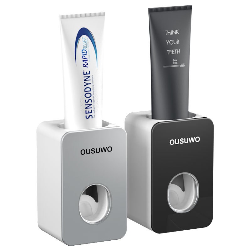 Automatisk tandpasta dispenser støvtæt tandbørsteholder vægmonteret stativ badeværelse tilbehør sæt tandpasta klemme