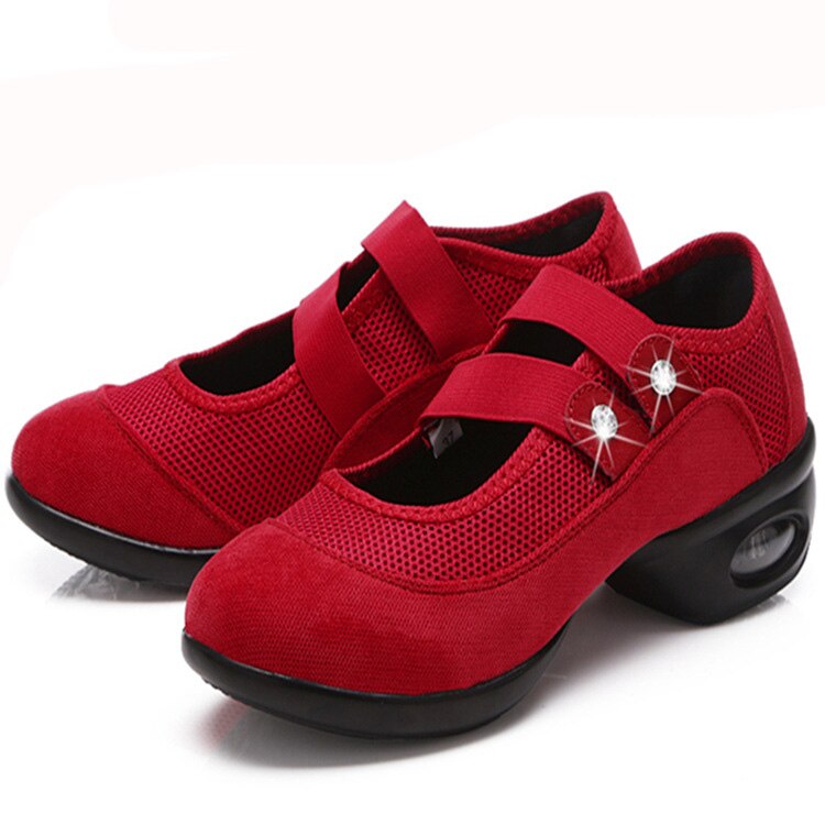 Dames jazz dansschoenen maat 35-41 ademende moderne dansschoenen dames sportschoenen zachte zool dames dansschoenen hak 4.5cm: Rood / 4.5