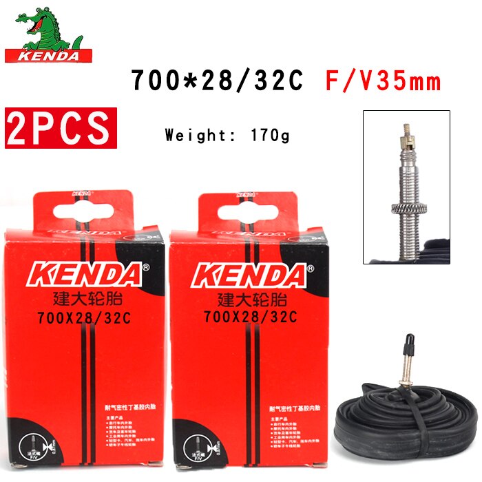 2 stuks kenda fietsbinnenbanden 700 x 28/32c amerikaans ventiel frans ventiel 700c fiets mountainbike butylrubber bandonderdelen: 70028-32c fv35mm