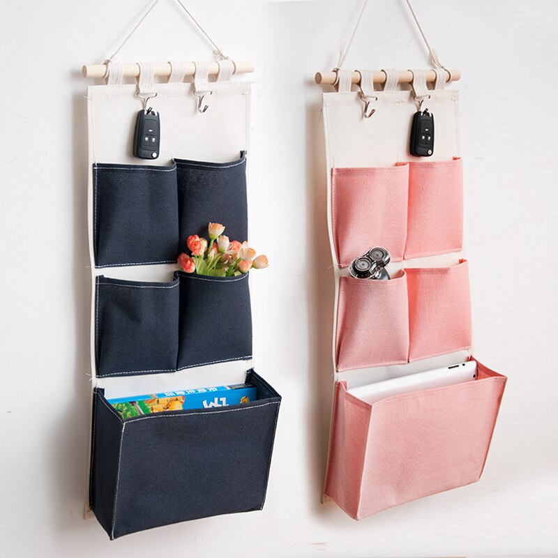 Bolsa de almacenamiento montada en la pared, organizador colgante de 6 bolsillos para guardar artículos diversos, juguetes y cosméticos
