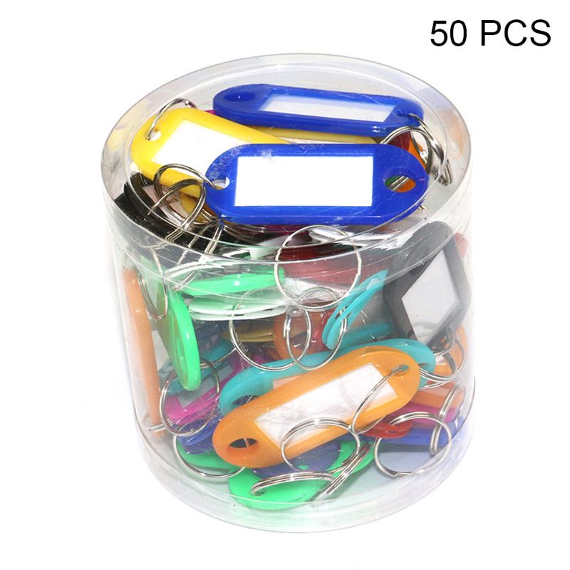 50Pcs Key Id Tag Bagage Bagage Naam Label Kaart Met Split Ring Sleutelhanger F3MD: C
