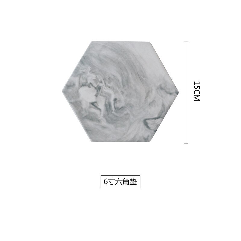 Hexagon Marble Cutting Board Cheese Crackers Sushi Dessert Serving Board Ceramic Decorative Plate Placemat Holder: 6-Inch Hexagonal