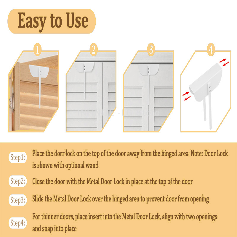 Bifold Door Lock, Pantry Lock Portable Closet Door Lock Double Door Child Lock For Pantry, Laundry Room