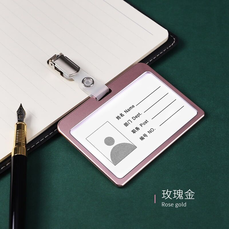 Work Office Name Card Badge Reel Student Nurse Exhibition ID Name Card Badge Holder With Metal Clip Office Supplies: Metal Rose Gold