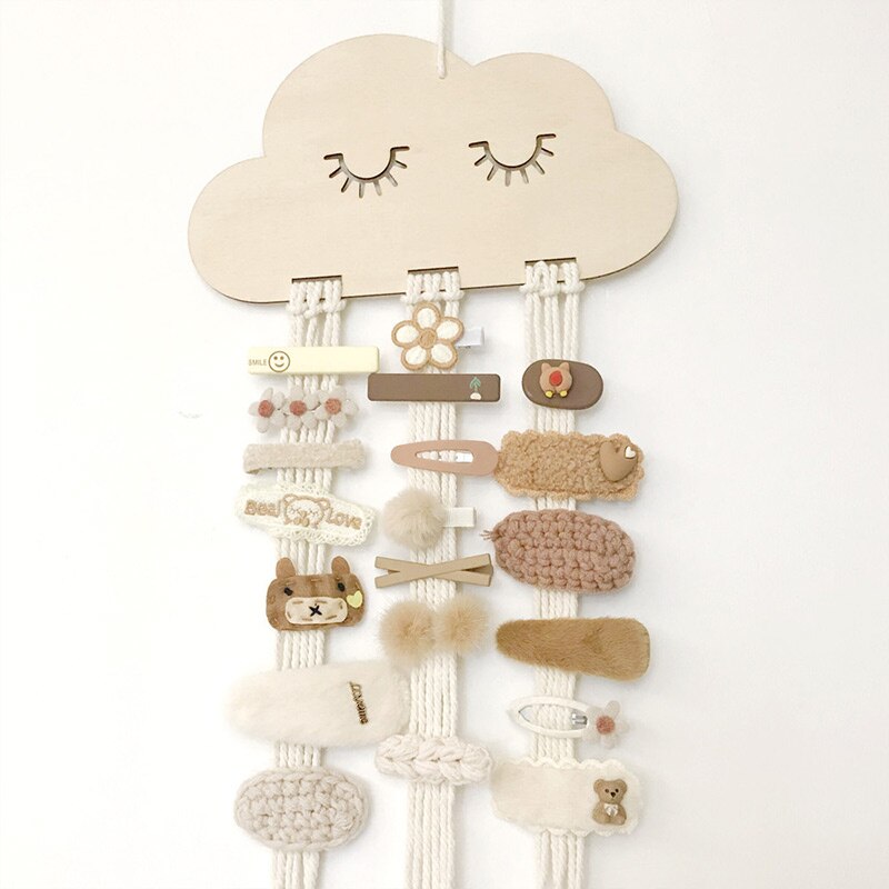 New wood Cloud Baby Hair Clips Holder Princess Girls Hairpin Hairband Storage Pendant Organizer per gioielli ornamenti da parete
