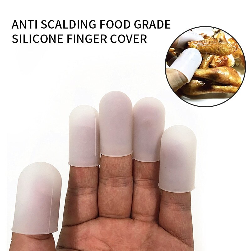 5pcs Silicone Fingers Cover Cap Fingertip Protector Insulation Finger Guard Anti-skid Set Finger Protect Barbecue Kitchen Tools