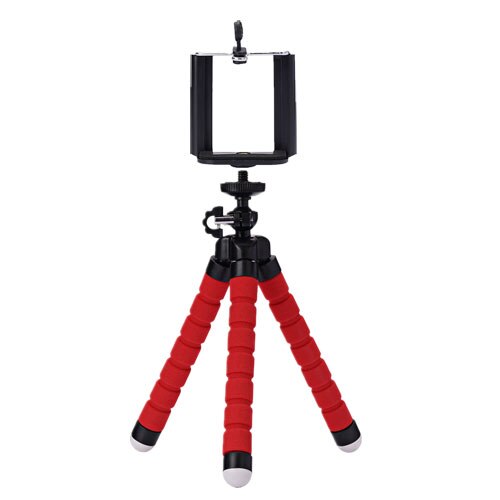 Mini Mobiele Telefoon Houder Flexibele Spons Octopus Statief Selfie Stand Voor Iphone Samsung Xiaomi Huawei Smartphone Voor Gopro: red With clip