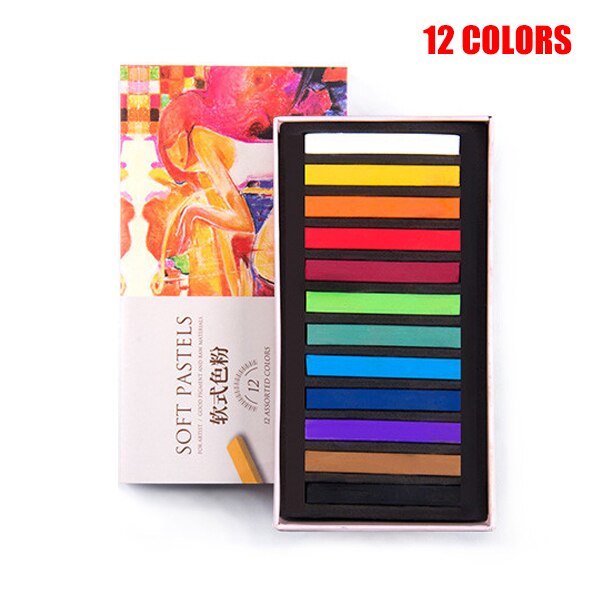 Conjunto de Pastel suave, tiza cuadrada, caja de 12/24/36/48 colores surtidos, pizarra para profesores: 12 colors