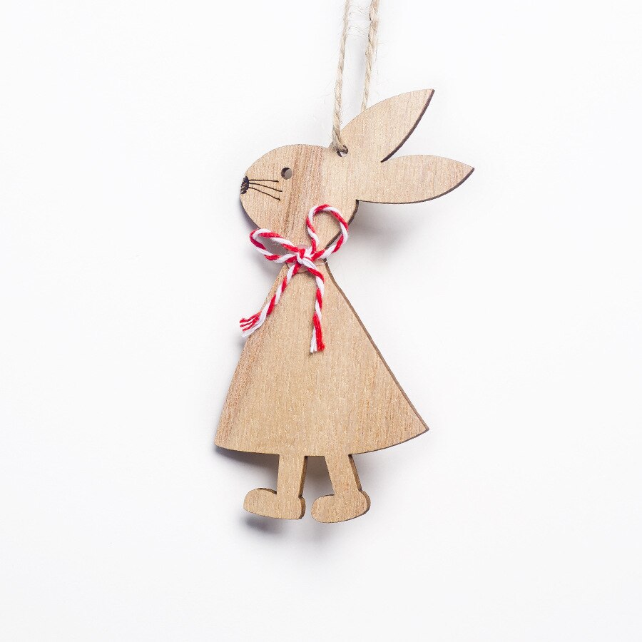 4 sztuk/zestaw 7*11cm wielkanoc królik dekoracje z drewna DIY drewno wiszące rzemiosło Słodki królik wielkanoc ozdoby zaopatrzenie solidny rzemiosła drewna