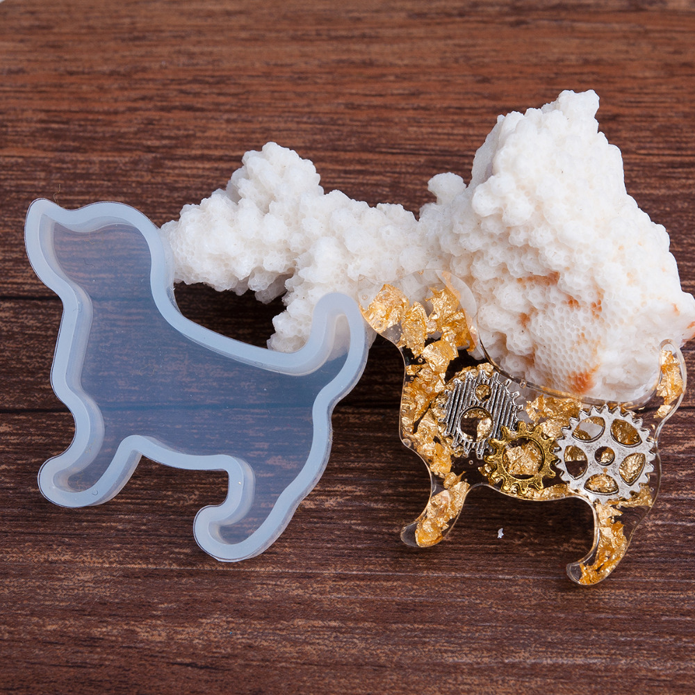 Siliconen DIY Gereedschap Resin Mold Hond Dier Wit 47mm (1 7/8 ") x 38mm (1 4/8"), 5 Stks