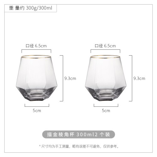 Rose guld vinglas kop luksus geometrisk vandglas whisky shot glas hjem tazas de cafe easy juice  ac50gc: Stil 8-2 stk