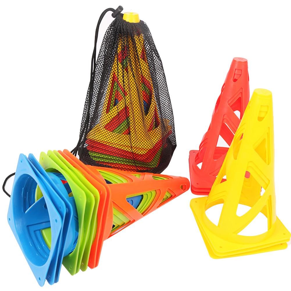 10PCS 23CM Football Training Obstacles Soccer Training Cones Hollow Durable Windproof Collapsible Soccer Cones